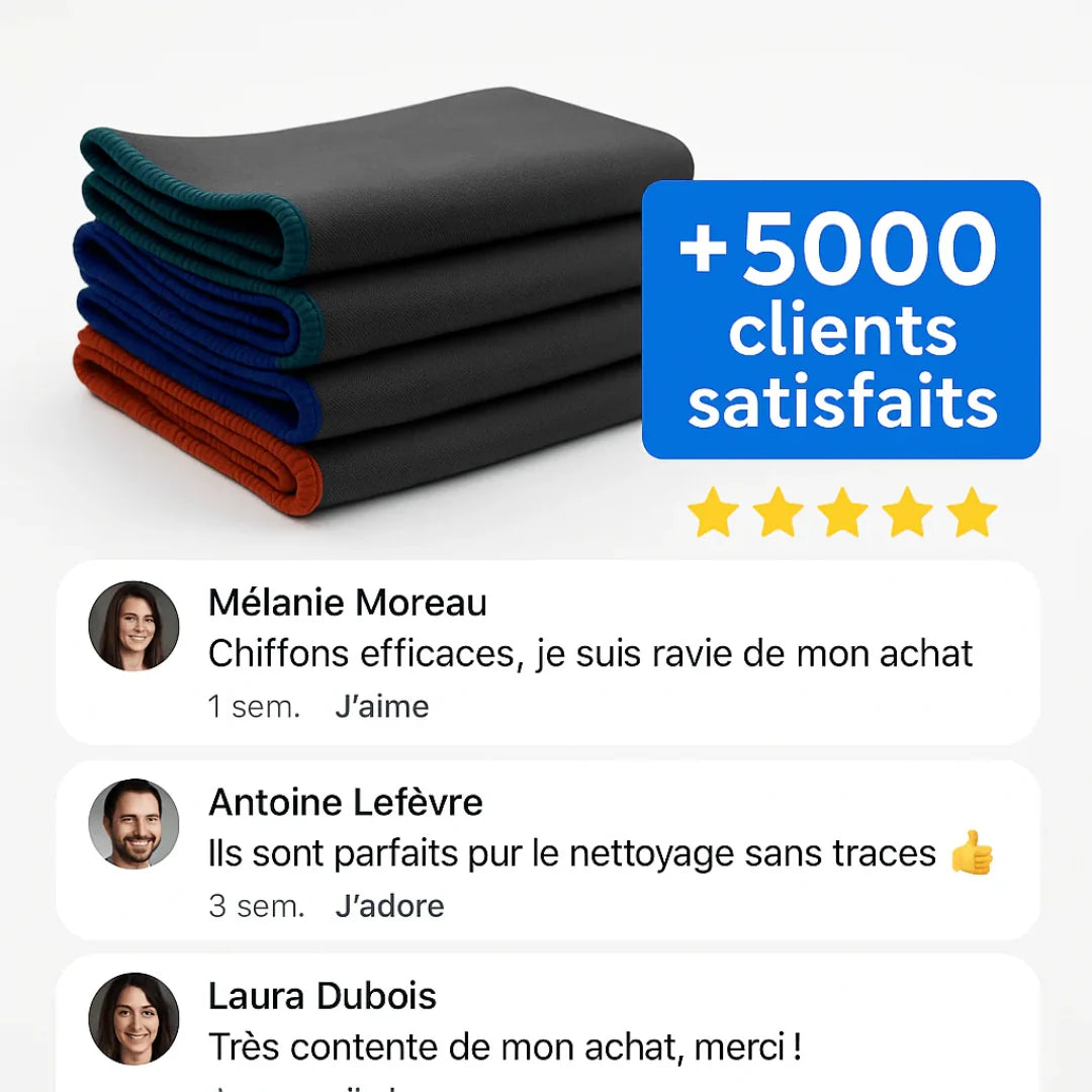 Pack de 3 Chiffons Ultra Absorbants en Fibre de Carbone
