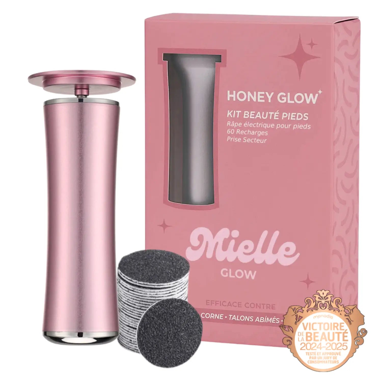 HoneyGlow - Râpe Électrique pour la Beauté des Pieds + 120 Disques OFFERTS
